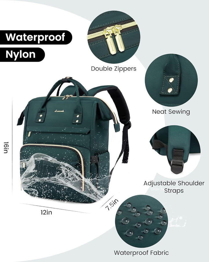 LOVEVOOK Rucksack Damen, Wasserdicht 15,6 Zoll Laptoptasche Gross Daypacks Schulrucksack Mädchen Tee