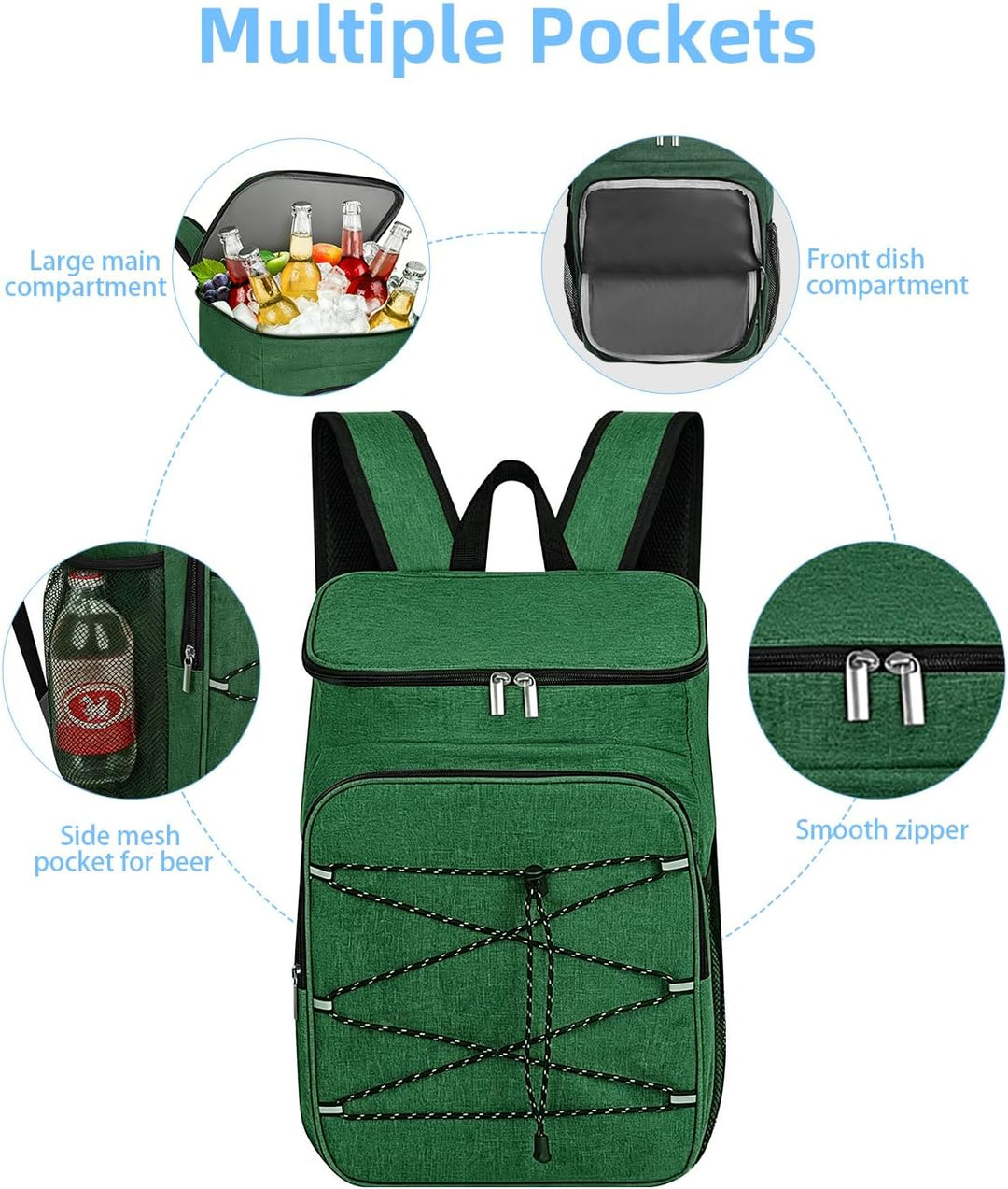 23L Kühlrucksack, Gross Kühltasche Isoliertasche, Tragbare Wasserdichter Picknickrucksack Damen Herr