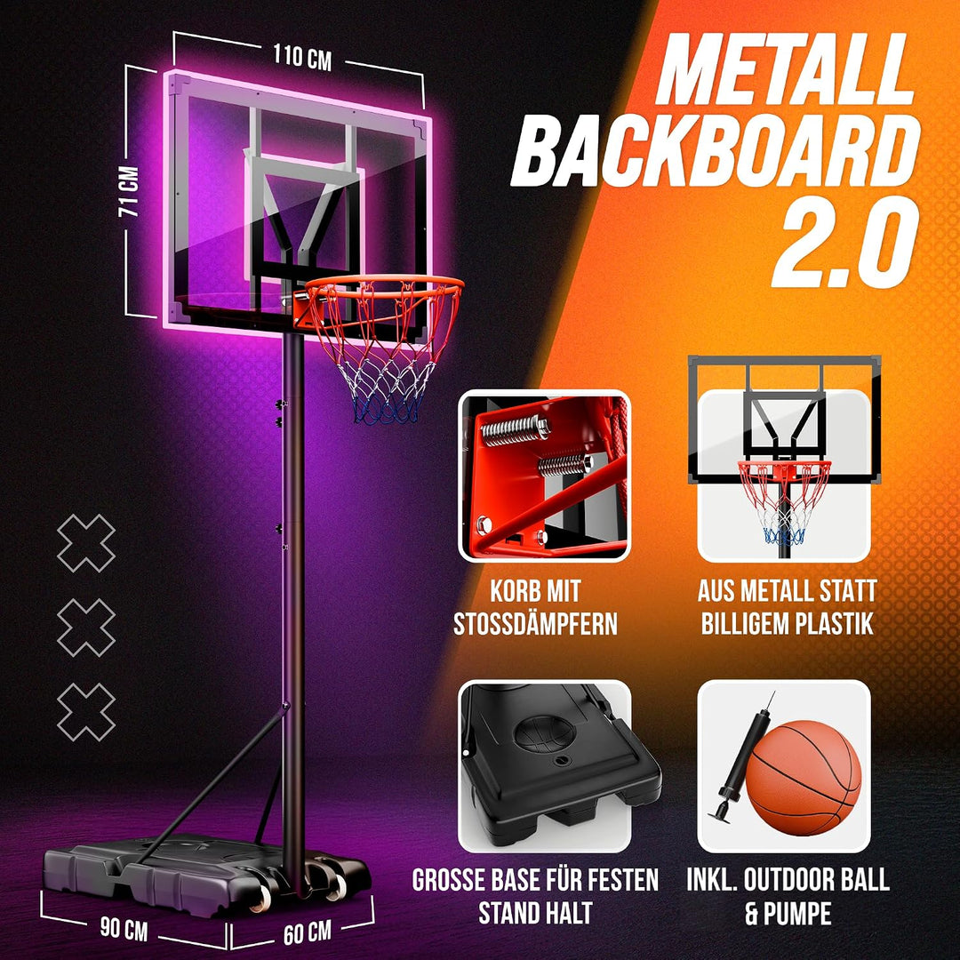 Basketballkorb Outdoor [mit Sandsack] – Basketball Korb höhenverstellbar von 135 cm bis 305 cm – Wet