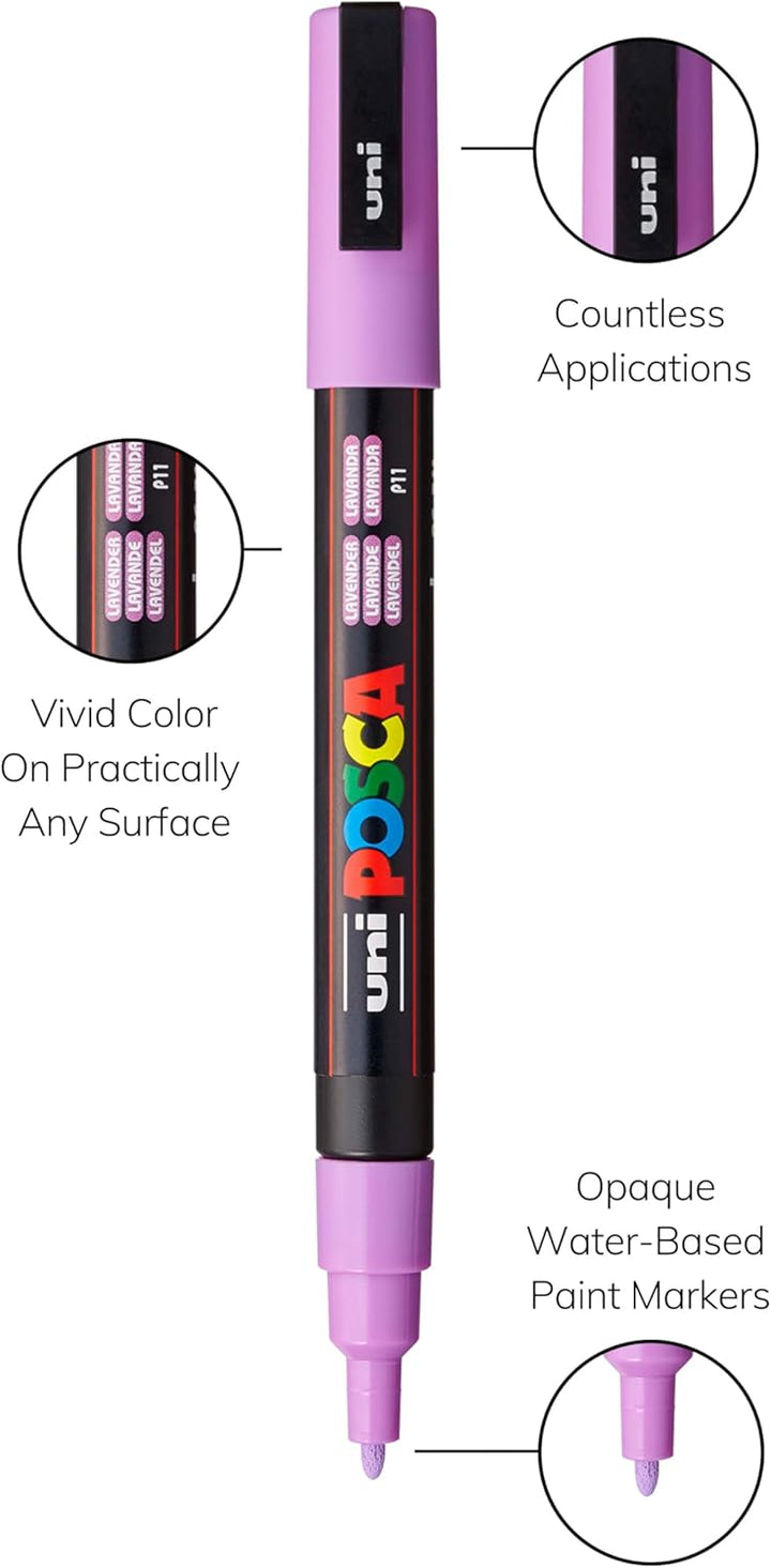 POSCA uni PC3M Stift mit feiner Spitze, weiche Farben, 8 Stück
