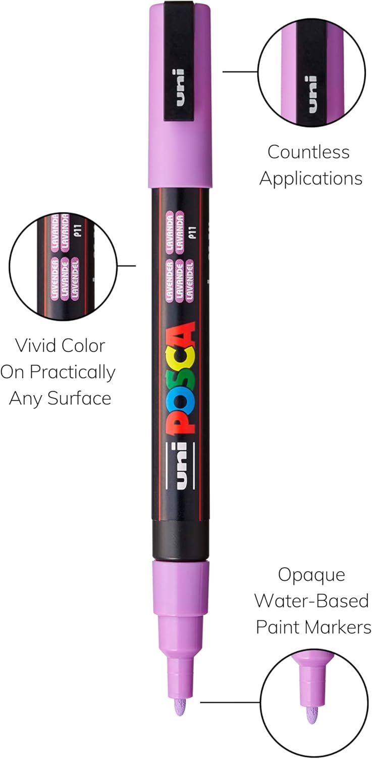 POSCA uni PC3M Stift mit feiner Spitze, weiche Farben, 8 Stück