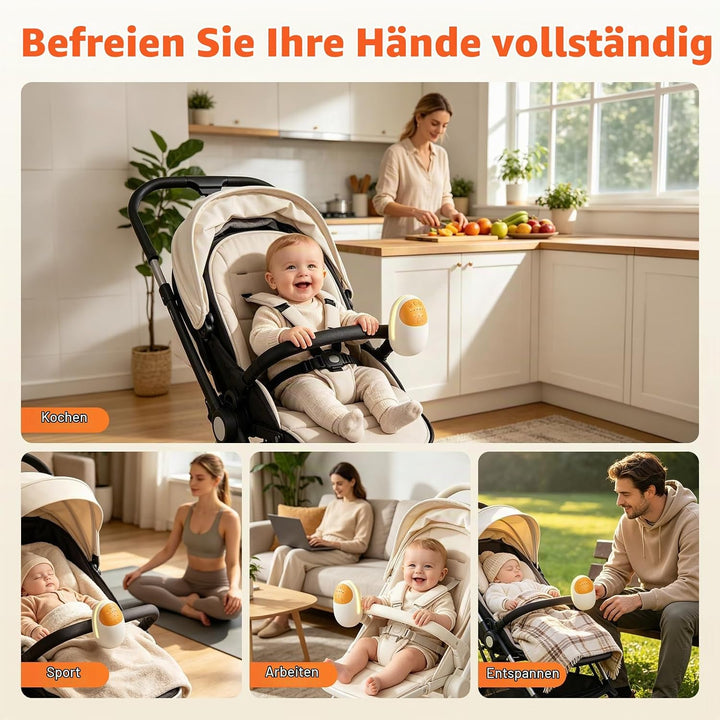 Kinderwagenschaukler,Baby Weissrauschmaschine,11 beruhigende Klänge,3 Timer-Stufen,5 Vibrationsstufe