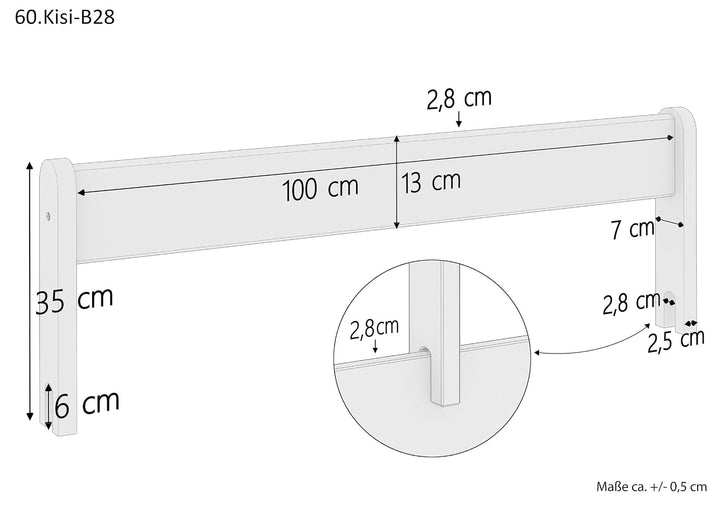 Kindersicherung für Bettseiten mit 28 MaterialstärkeKiefer weiss, Kiefer weiss