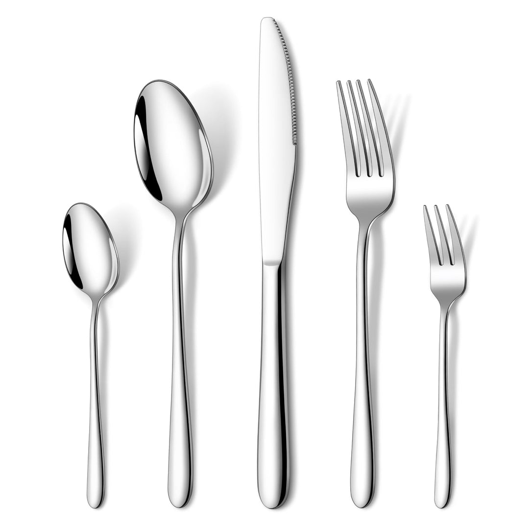 HONKKU Besteck Set, 60 Teilig Edelstahl Besteckset für 12 Personen, Essbesteck Set mit Abendessen Me