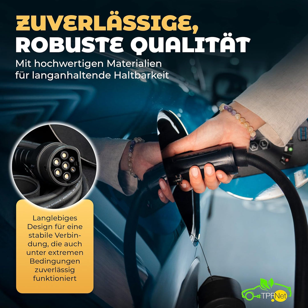 TPFNet Typ 2 Ladekabel 5m für Elektroauto PHEV Hybrid 11kW 16A E-Auto Ladekabel 3 phasig 5 Meter, Ko