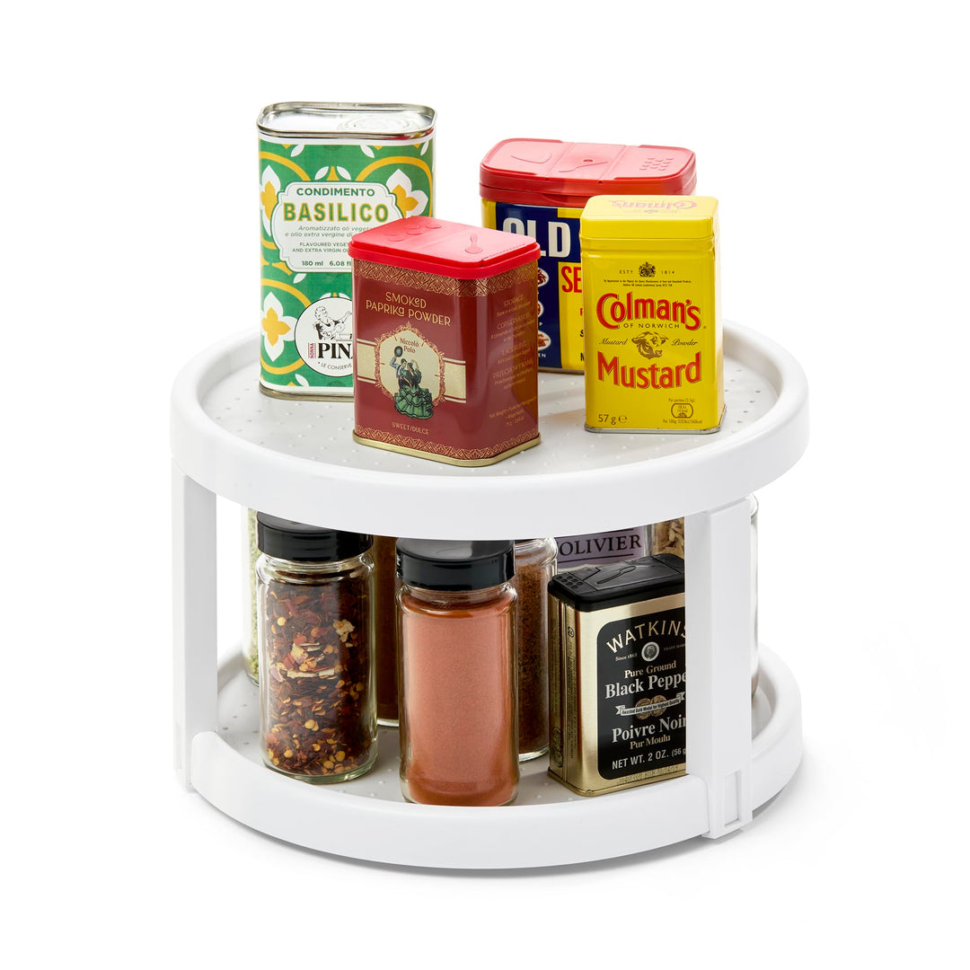 madesmart Drehteller aus Kunststoff mit 2 Ebenen, für Küchenorganisation, Rutschfester Lazy Susan Sc