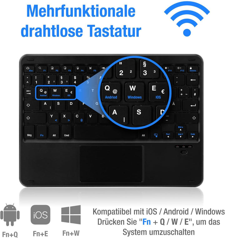 MAYPHY Kabellose Mini-Tastatur mit Touchpad, tragbare Tastatur, für iPad, Tablets, Laptops, leise Ta