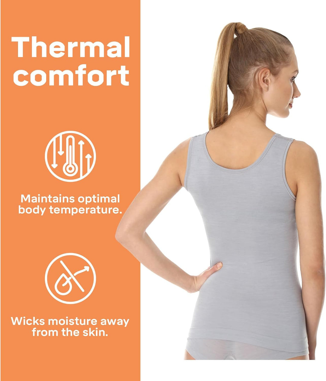 BRUBECK Damen Tank-Top | Ärmellos | Atmungsaktiv | Sport | Funktionsunterhemd | Oberteil | 41% Merin