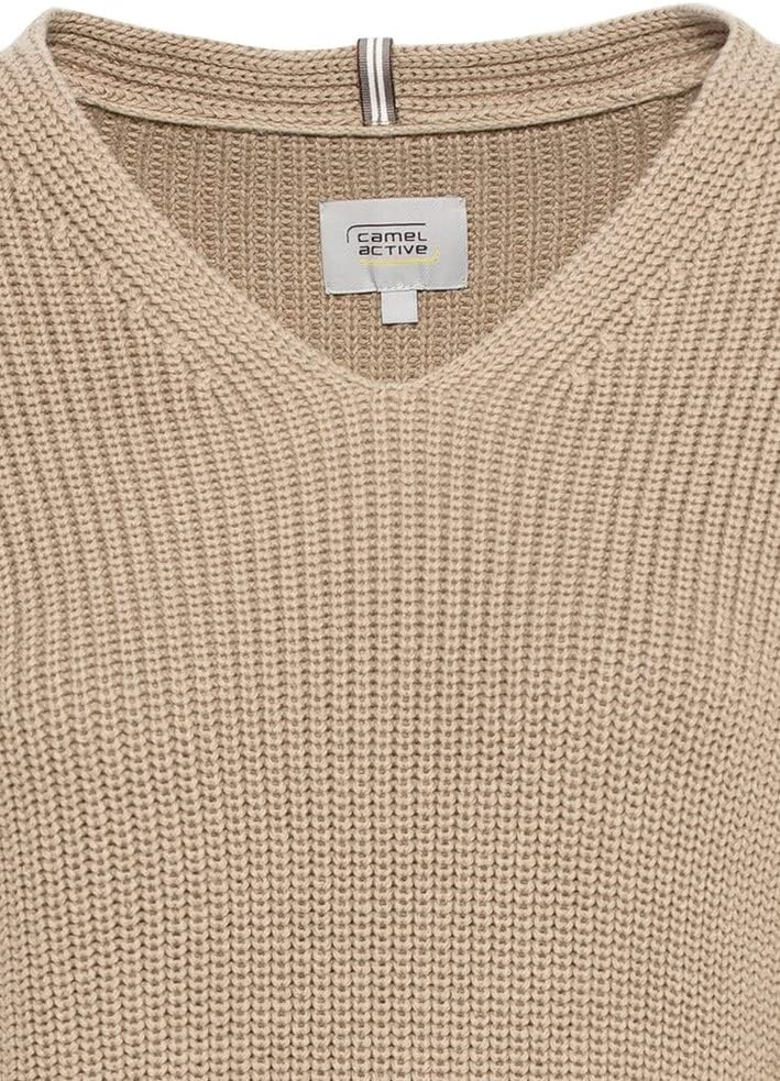 camel active Damen Strickpullover mit V-Ausschnitt XS Clay, XS Clay