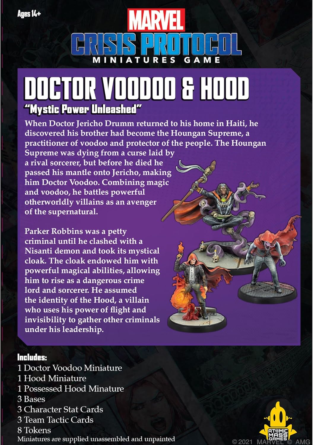 Atomic Mass Games , Doctor Voodoo & Hood, Miniatures Game, Ages 14+, 2 Players, 45 Minutes Playing T