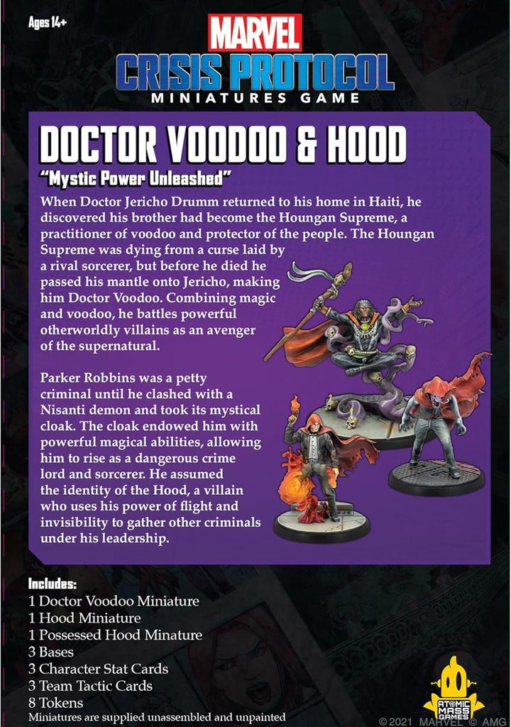 Atomic Mass Games , Doctor Voodoo & Hood, Miniatures Game, Ages 14+, 2 Players, 45 Minutes Playing T