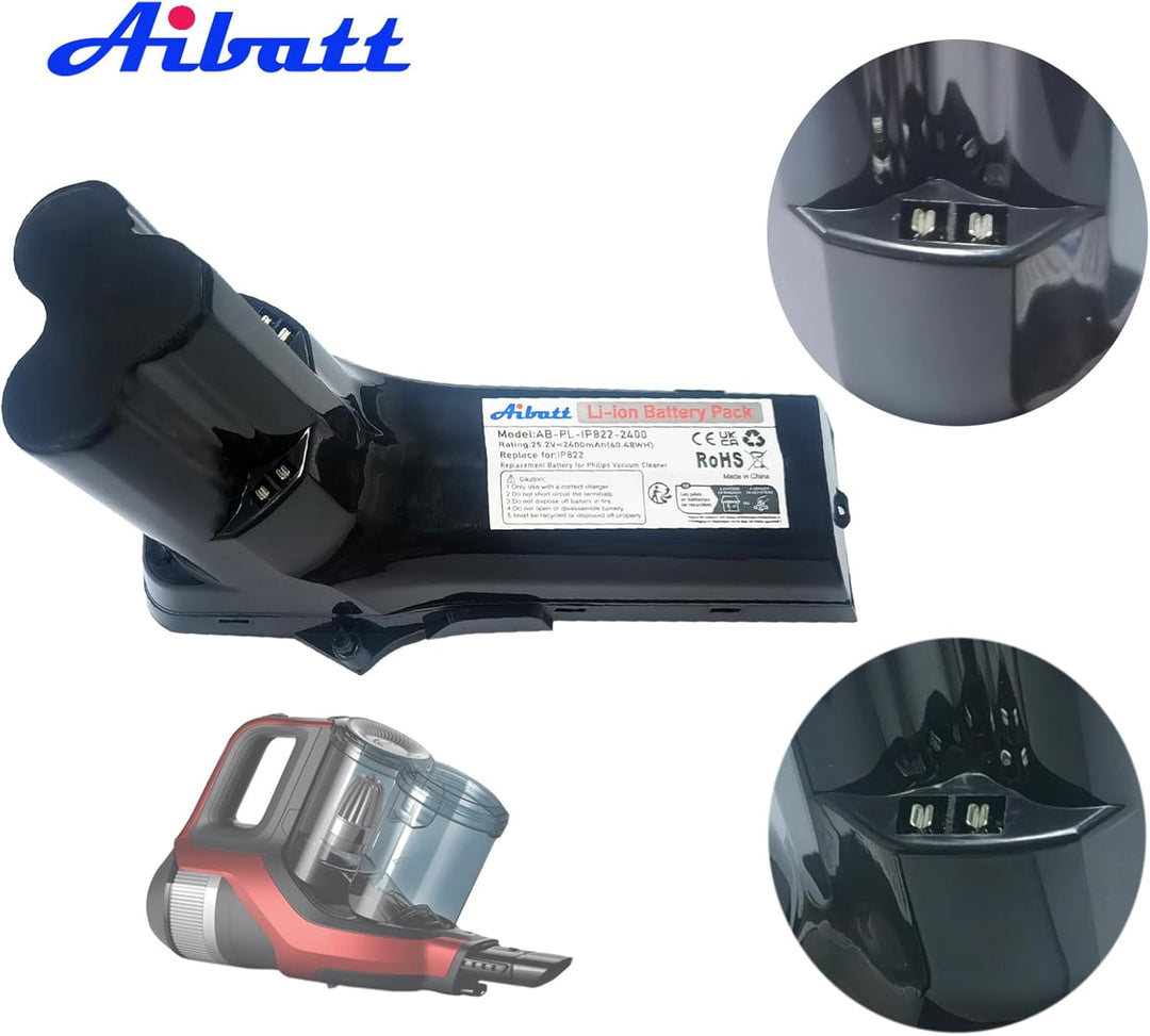 Aibatt 2400mAh Ersatzakku für Philips SpeedPro Max Aqua, SpeedPro Max Stick, FC6822, FC6823, FC6904,