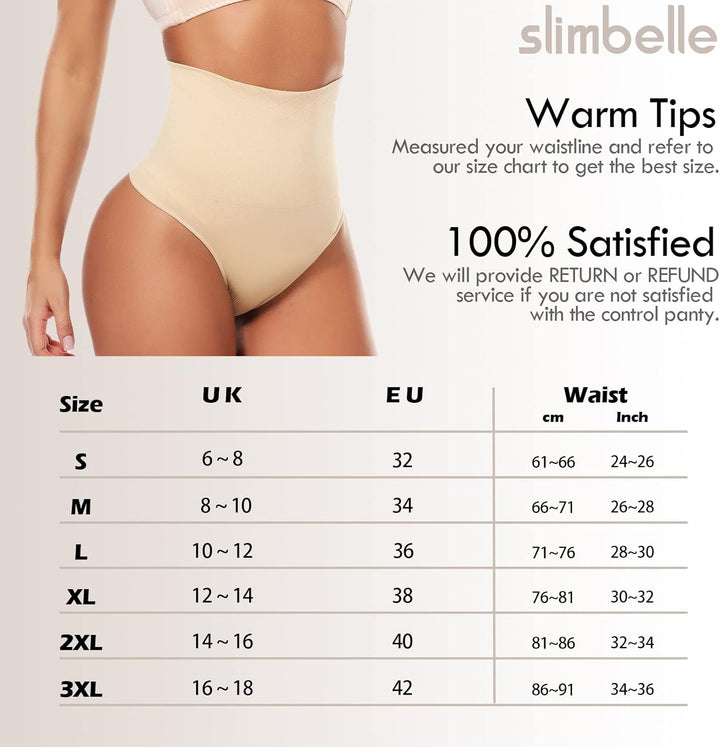 SLIMBELLE Bauchweg Unterhose Damen Shapewear Miderhose Tanga Miederslips Body Shaper Figurformende U