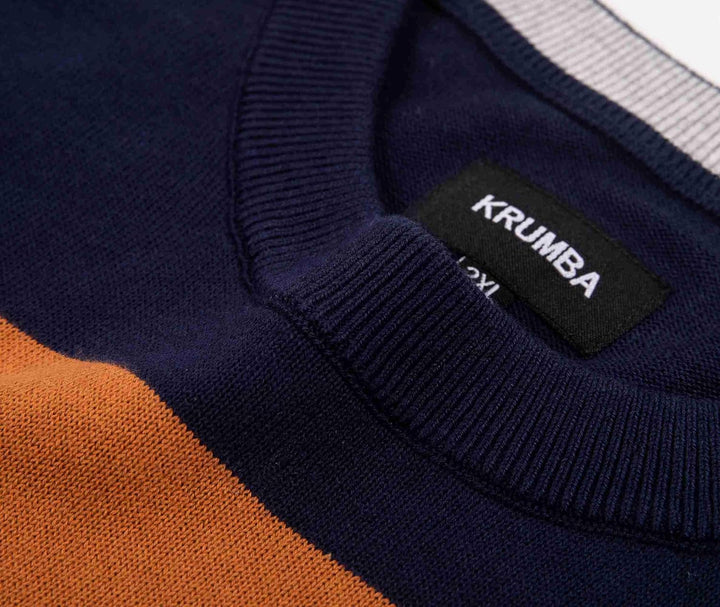 Krumba Herren Baumwolle ÜberGrösser Pullover mit gemischten Marine-Streifen Sweater 4XL Marine Gemis
