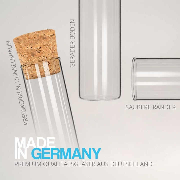 Tuuters 25x Gewürzgläser mit Korken (dunkelbraun) im Set, aus Glas, kleine Gewürzbehälter (130 x Ø30