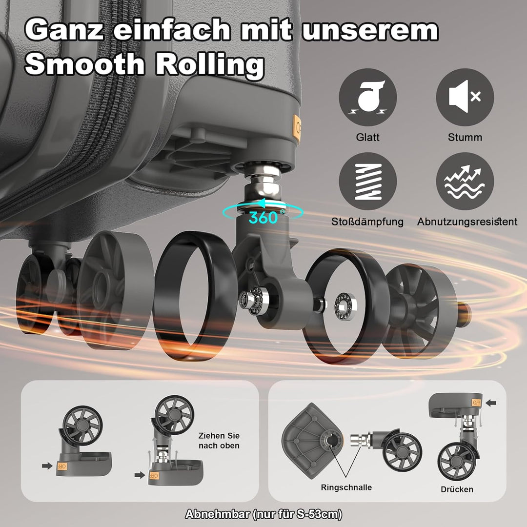 Joyway Kofferset 6tlg Hartschale Leicht mit 4 Rollen und TSA-Schloss Der Gepäcksets Enthält 1 Multif