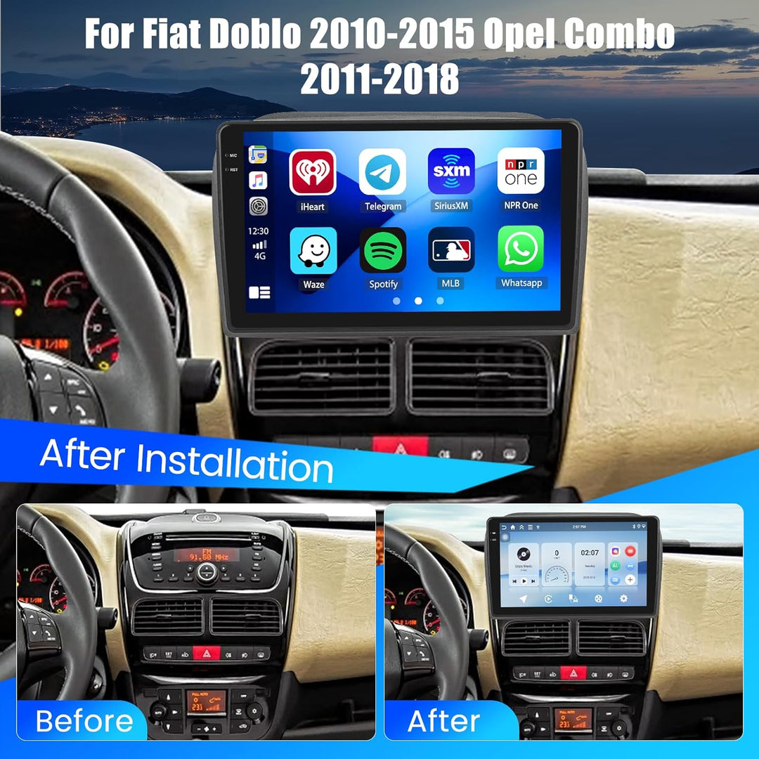 Hikity 4+128G Android 15 Autoradio für FIAT Doblo 2010-2015, Opel Combo 2011-2018, 9" Bildschirmradi