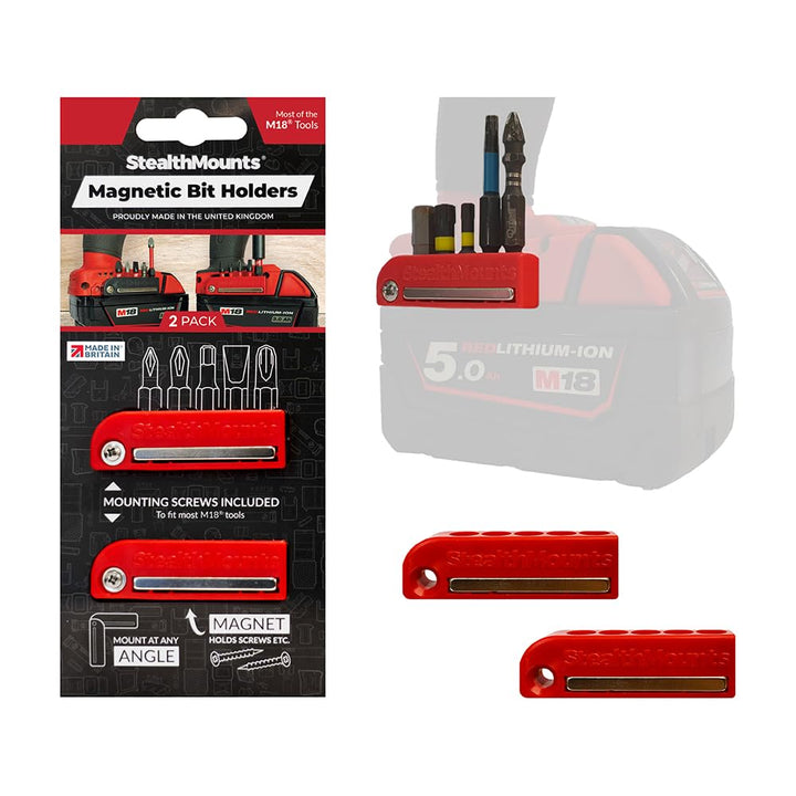StealthMounts Rot Milwaukee M18 magnetischer Bit-Halter | Bit Organizer für Bohrer | Idealer Bit-Hal
