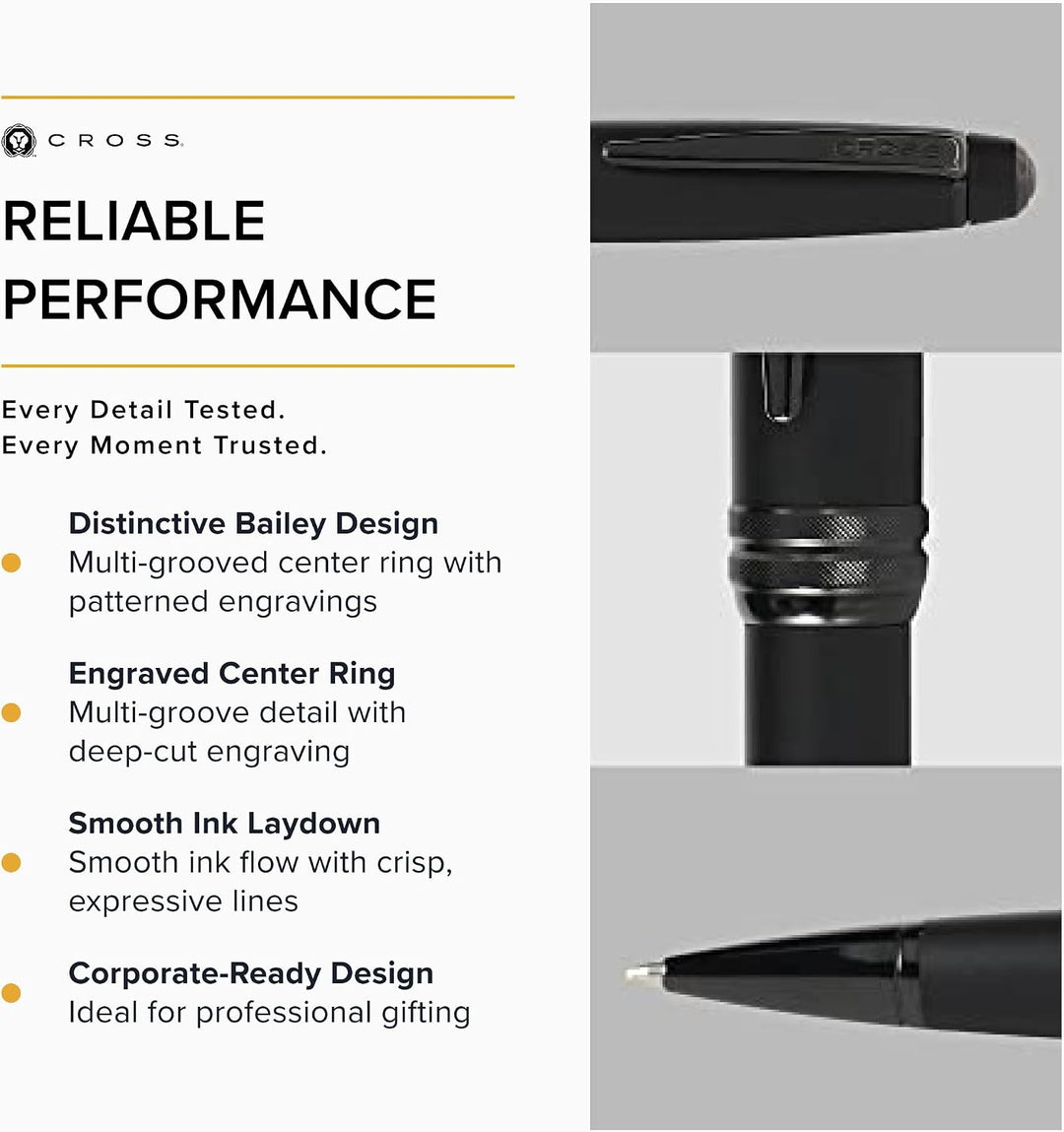Cross Bailey Kugelschreiber (Drehmechanik, Schreibfarbe schwarz, Strichstärke M, inkl. Premium-Gesch