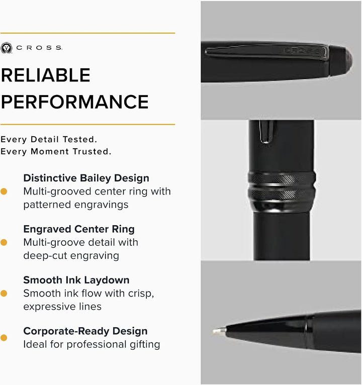Cross Bailey Kugelschreiber (Drehmechanik, Schreibfarbe schwarz, Strichstärke M, inkl. Premium-Gesch