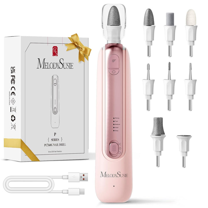 MelodySusie Professionelles Maniküre/Pediküre Set, PC760G 8 in 1 Elektrischer Nagelfräser mit 5 Gesc