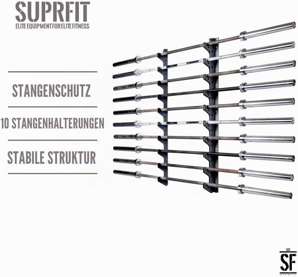 Suprfit Ratmar Hantelablage - Langhantelablage per Wandhalterung, Hantelauflage für 6 oder 10 Hantel