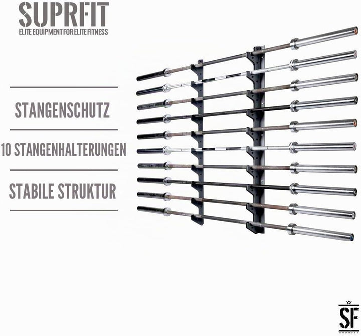 Suprfit Ratmar Hantelablage - Langhantelablage per Wandhalterung, Hantelauflage für 6 oder 10 Hantel