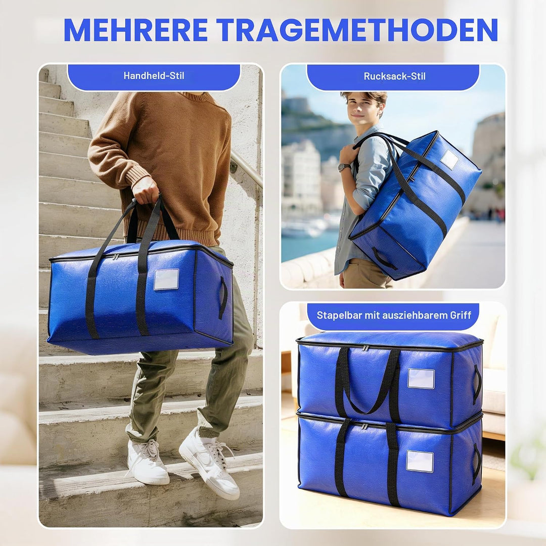 6pcs Grosse Aufbewahrungstasche 75L-95L Heavy-Duty Umzugstaschen mit 12 Kärtchen,Faltbare Umzugskart