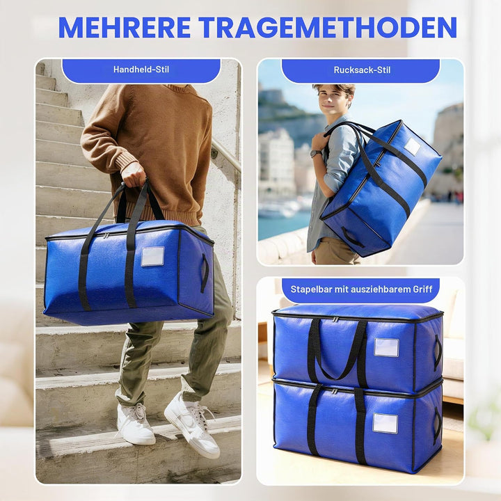6pcs Grosse Aufbewahrungstasche 75L-95L Heavy-Duty Umzugstaschen mit 12 Kärtchen,Faltbare Umzugskart