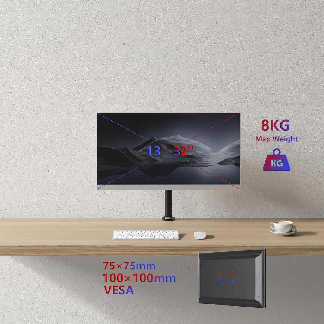Duronic DM15/25 Head | VESA 75/100 Kopf zur Befestigung für Bildschirm | Monitor bis 27 Zoll | Drehb