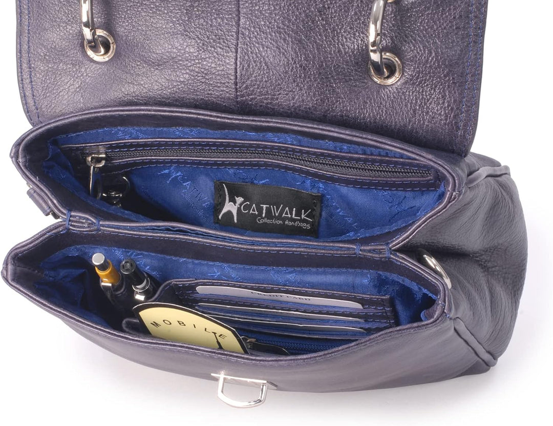 Catwalk Collection Handbags - Damen Leder Umhängetasche - Crossbody Bag/Handtasche Mittelgross - Ver