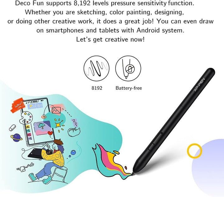 XP-PEN Deco Fun XS Zeichentablett, Grösse 4 x 3 Zoll, ideal für elektronische Signatur und Fernunter