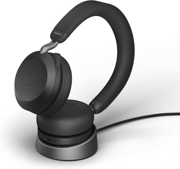 Jabra Evolve2 75 Wireless PC Headset mit Ladedock, 8-Mikro-Technologie - Dual-Foam-Stereo-Kopfhörer