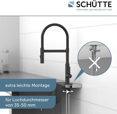 SCHÜTTE 79147 MIAMI Küchenarmatur 360° mit Soft Touch Schlauch, Einhebelmischer mit ausziehbarer, ma