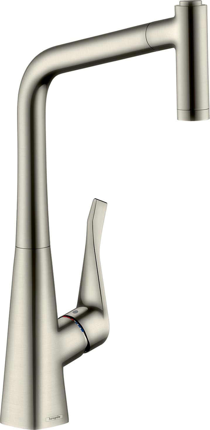 hansgrohe Metris Einhebel-Küchenarmatur, Komfort-Höhe 320mm mit ausziehbarer Brause und Schwenkausla
