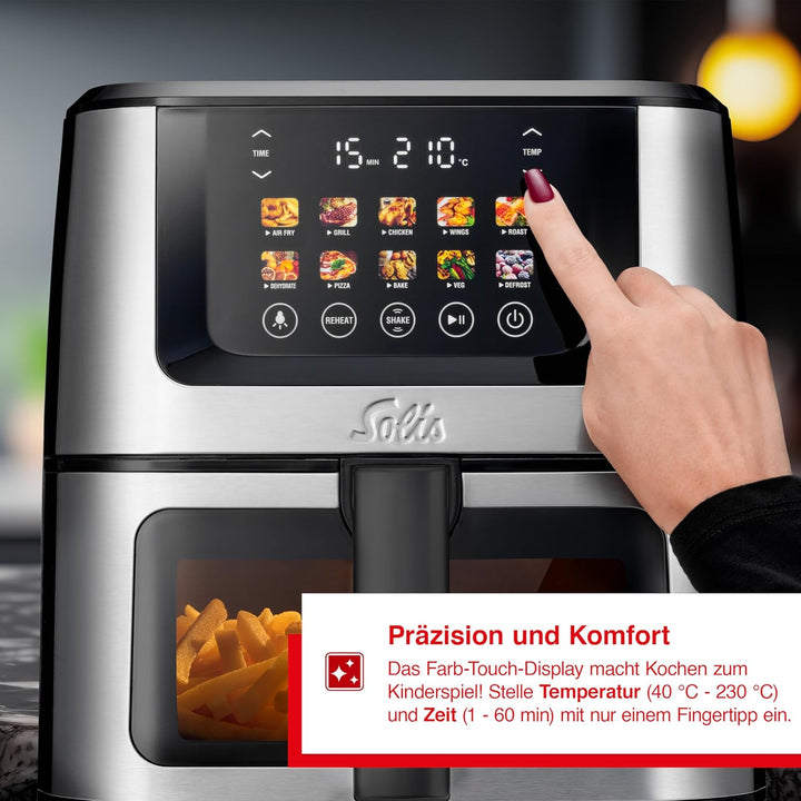 Solis Air Fry &amp; Dry Heissluftfritteuse – Gesunder Genuss mit 80% weniger Fett, 7,5 L XXL-Volumen, 10