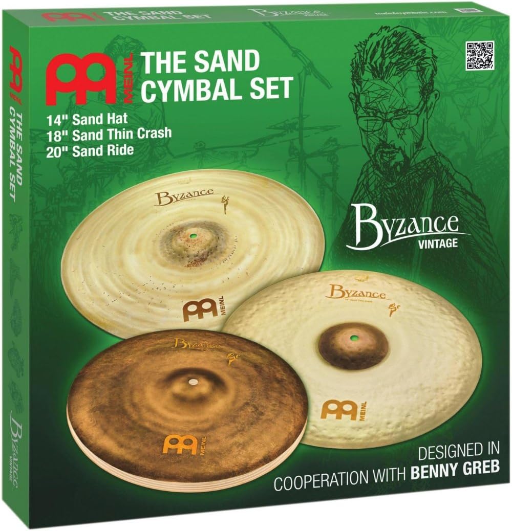 Meinl Cymbals Byzance Vintage Benny Greb Sand Schlagzeug Becken Set 14-20 Zoll (Video) Box Pack (35,
