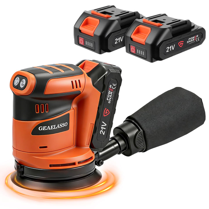 Akku-Exzenterschleifer 125 mm 2x 20V Akku, Bürstenloser Exzenterschleifer mit 3 Stufen 8000–13000 U/