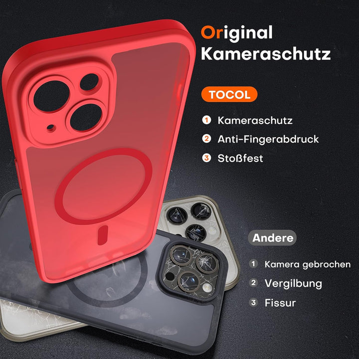 TOCOL 3 in 1 für iPhone 13 Hülle für MagSafe, Vollständiger Kameraschutz Stossfest Kratzfest Magneti