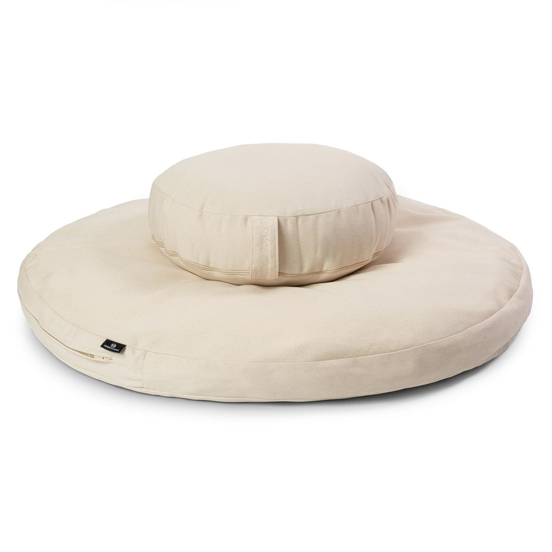 Yoga Studio Zabuton Meditationskissen-Set, rund, Bio, Zafu (Ecru) natur, natur