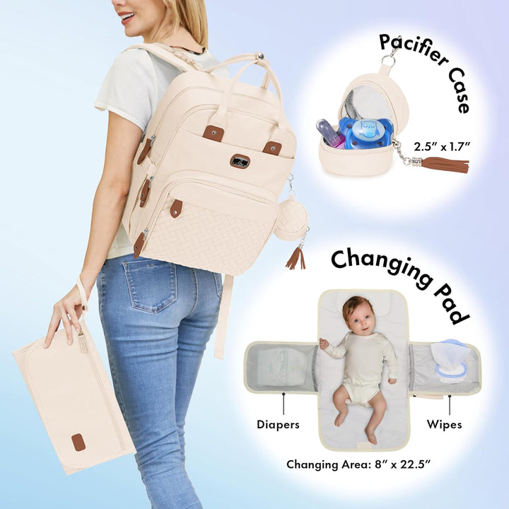 Dikaslon Wickeltasche Rucksack Grosser Wickelrucksack mit Multifunktions-Babytaschen und mobiler Wic