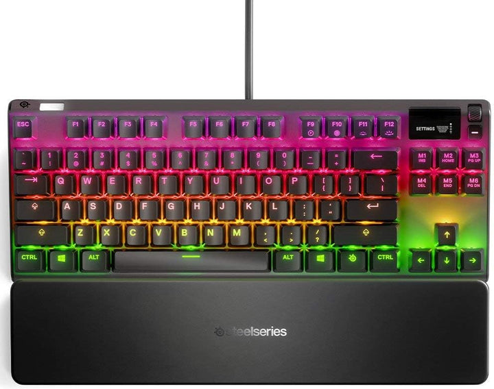 SteelSeries Apex 7 TKL - Mechanische Gaming-Tastatur – Kompakt (TKL) – OLED Smart Display – Rot Scha