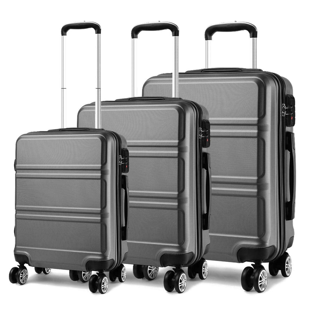 Kono ABS Kabinenkoffer, Hartschale, leicht, 55 cm, Handgepäck mit TSA-Schloss 38 l Grau, Grau