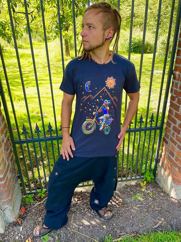 Cosmic Traveller Albert Hofmann T-Shirt in dunkel blau Goa Psytrance (S), S