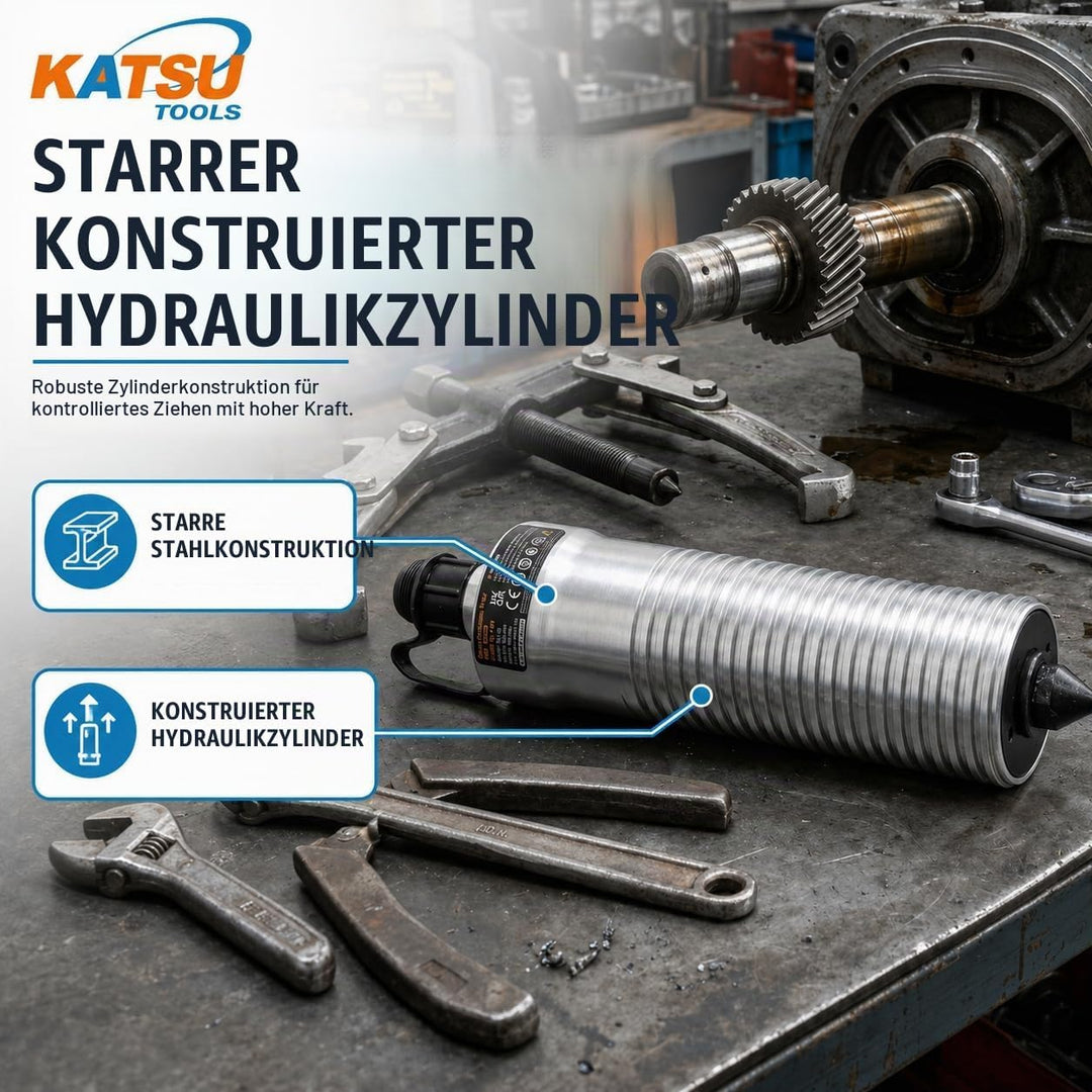 KATSU Radnabenabzieher Hydraulik 15 Ton mit Manueller Pumpe, Split-Unit Hydraulischer Pressriemensch