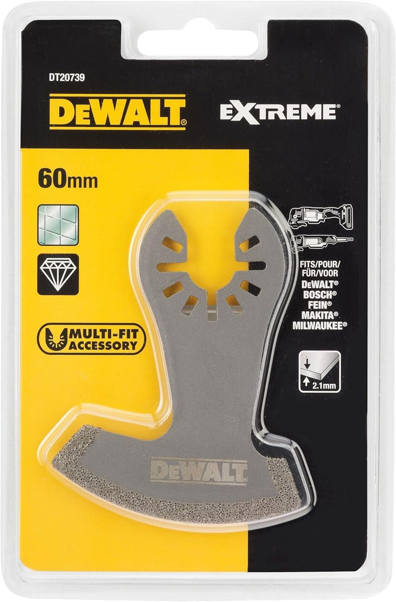 DeWalt Diamant Sägeblatt (75 x 60 mm, Schnittbreite 2,4 mm, Multitool-Zubehör- zum Auffräsen von Fli