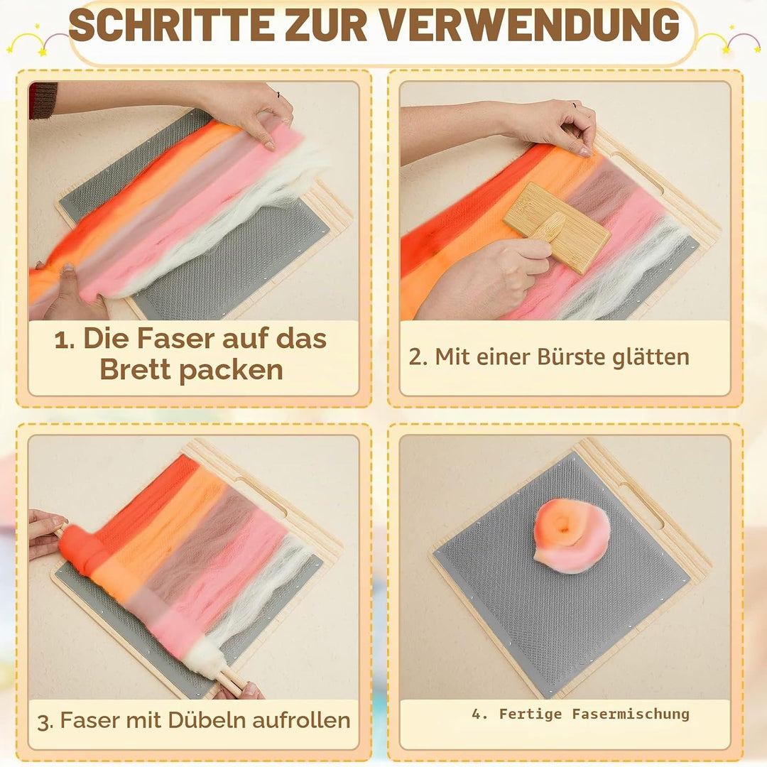 4 Pcs Wool Blending Board Carding Brush Set Wool Hand Carders Wood Brushes Wool Carders Needle Filti