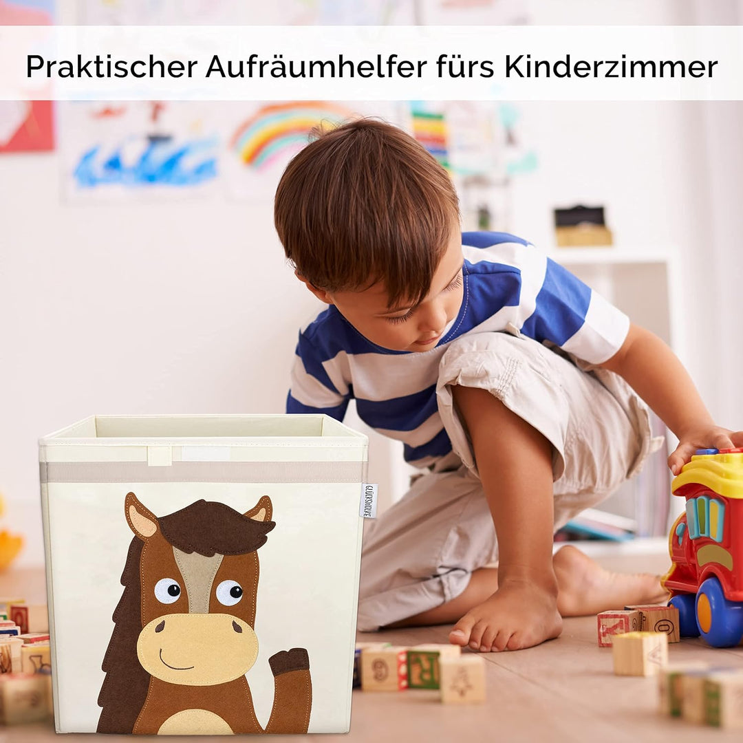 GLÜCKSWOLKE Kinder Aufbewahrungsbox - 15 Motive I Spielzeugkiste mit Deckel für Kinderzimmer I Spiel