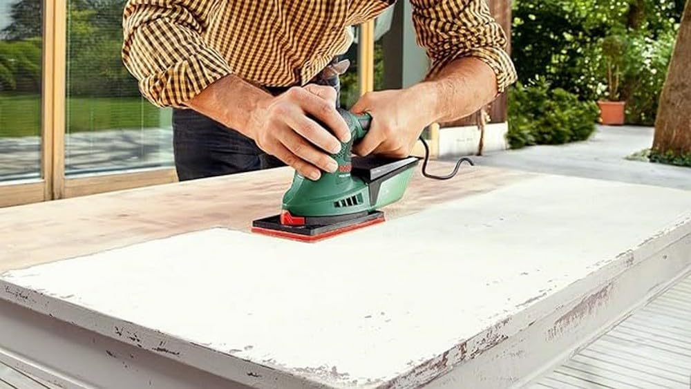 Bosch Home and Garden Multi Schleifmaschine PSM 200 AES (200 Watt, im Koffer), Schwarz, Grün,