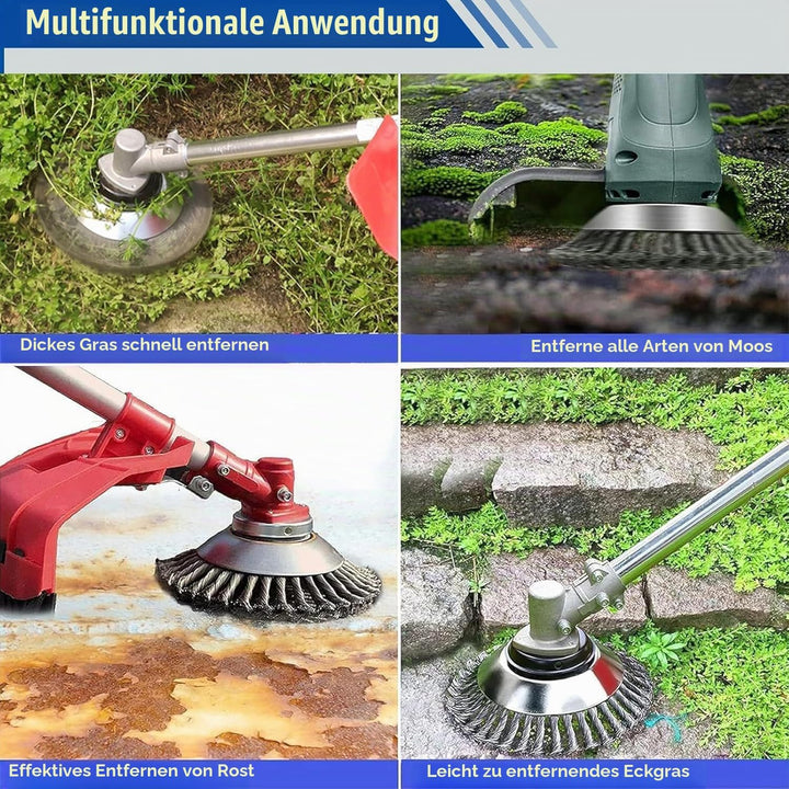 2 Stück Unkrautbürste Freischneider, Universelle Wildkrautbürste für Motorsensen 25,4 mm Bohrung eff